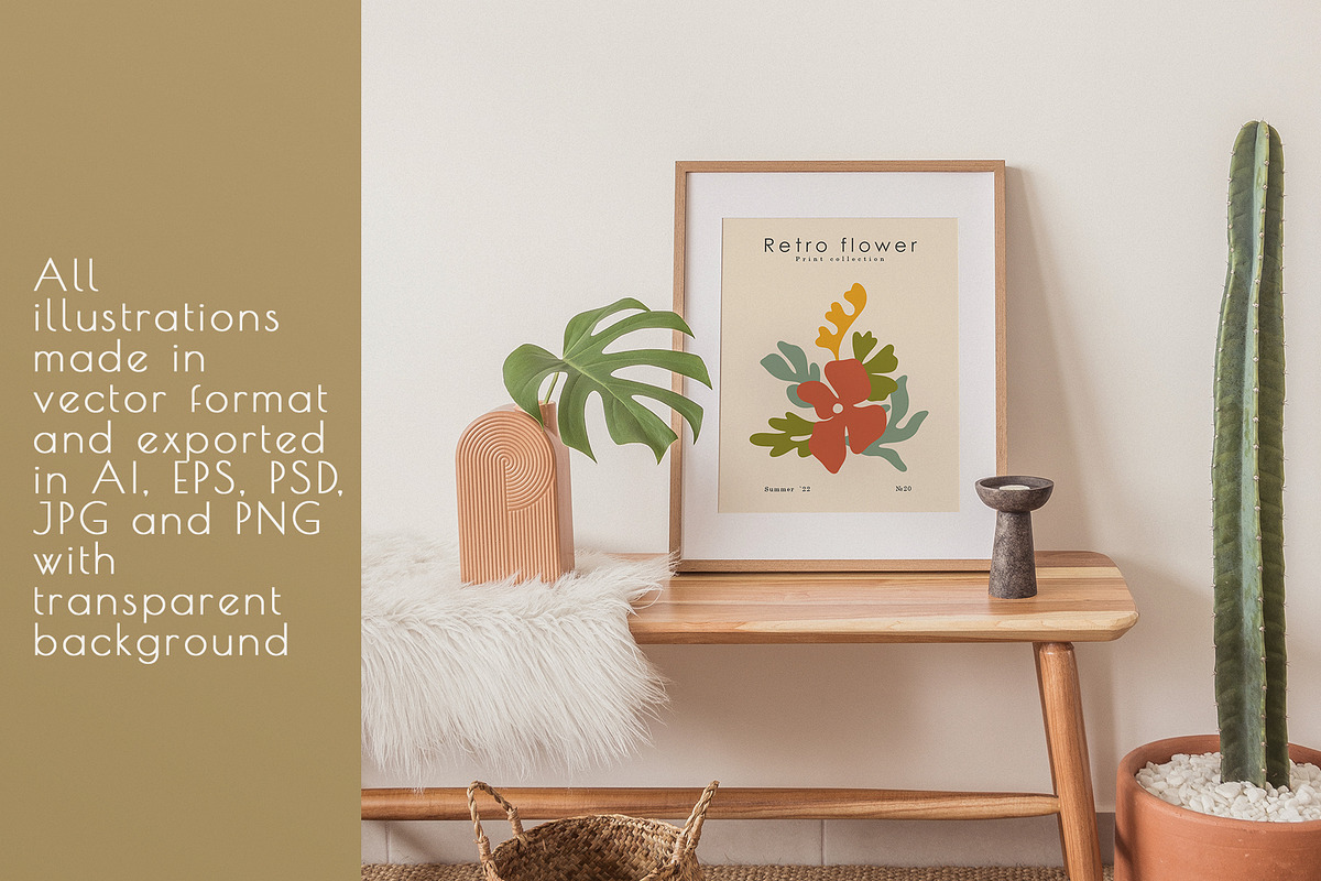 RETRO flower - patterns & posters, an Illustration by Anna.Klets (Photo 11 of 12)