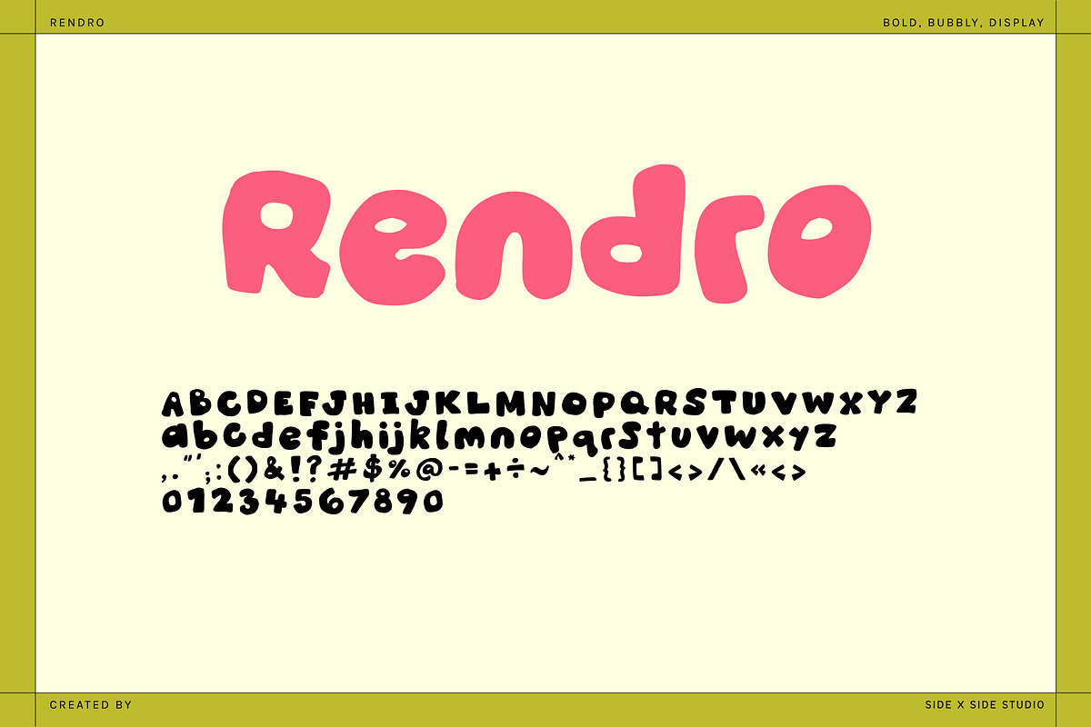 Rendro Bubble Display Font + Icons, a Sans Serif Font by Side X Side Studio (Photo 7 of 7)