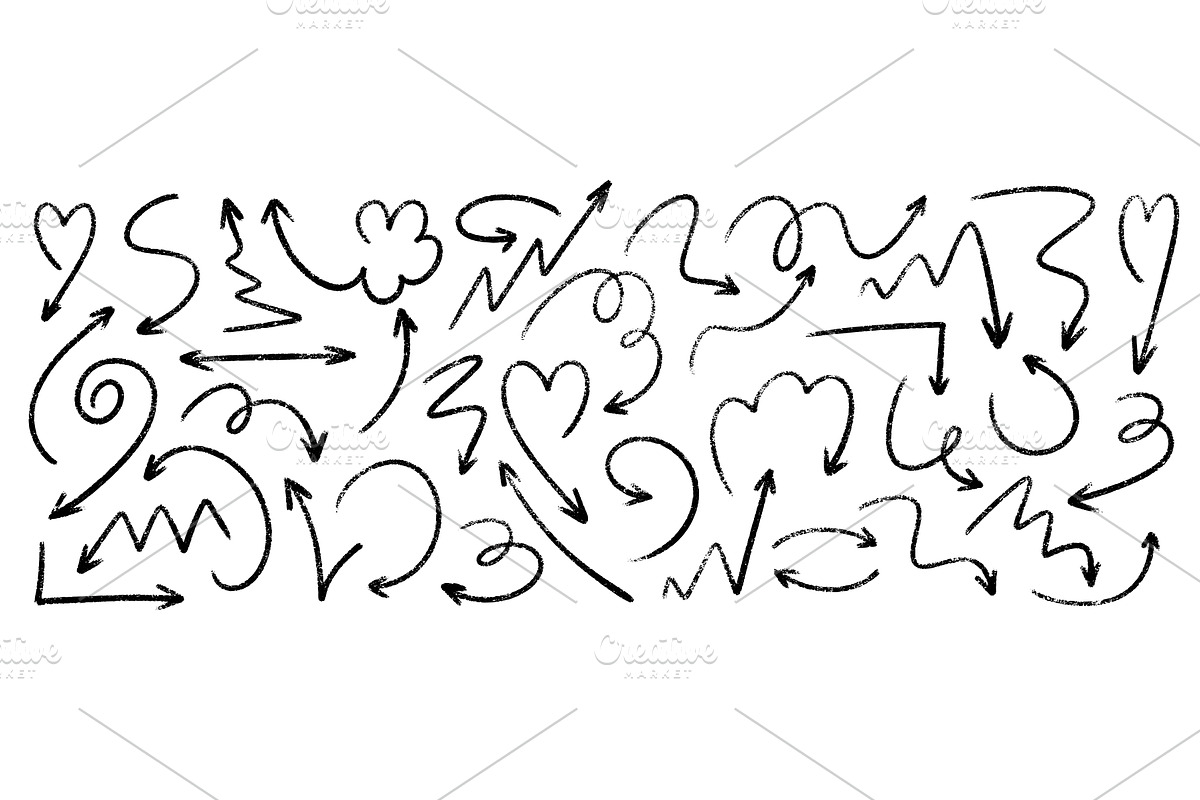 Hand drawn arrow set with marker, an Object Illustration by YuliiaOsadcha