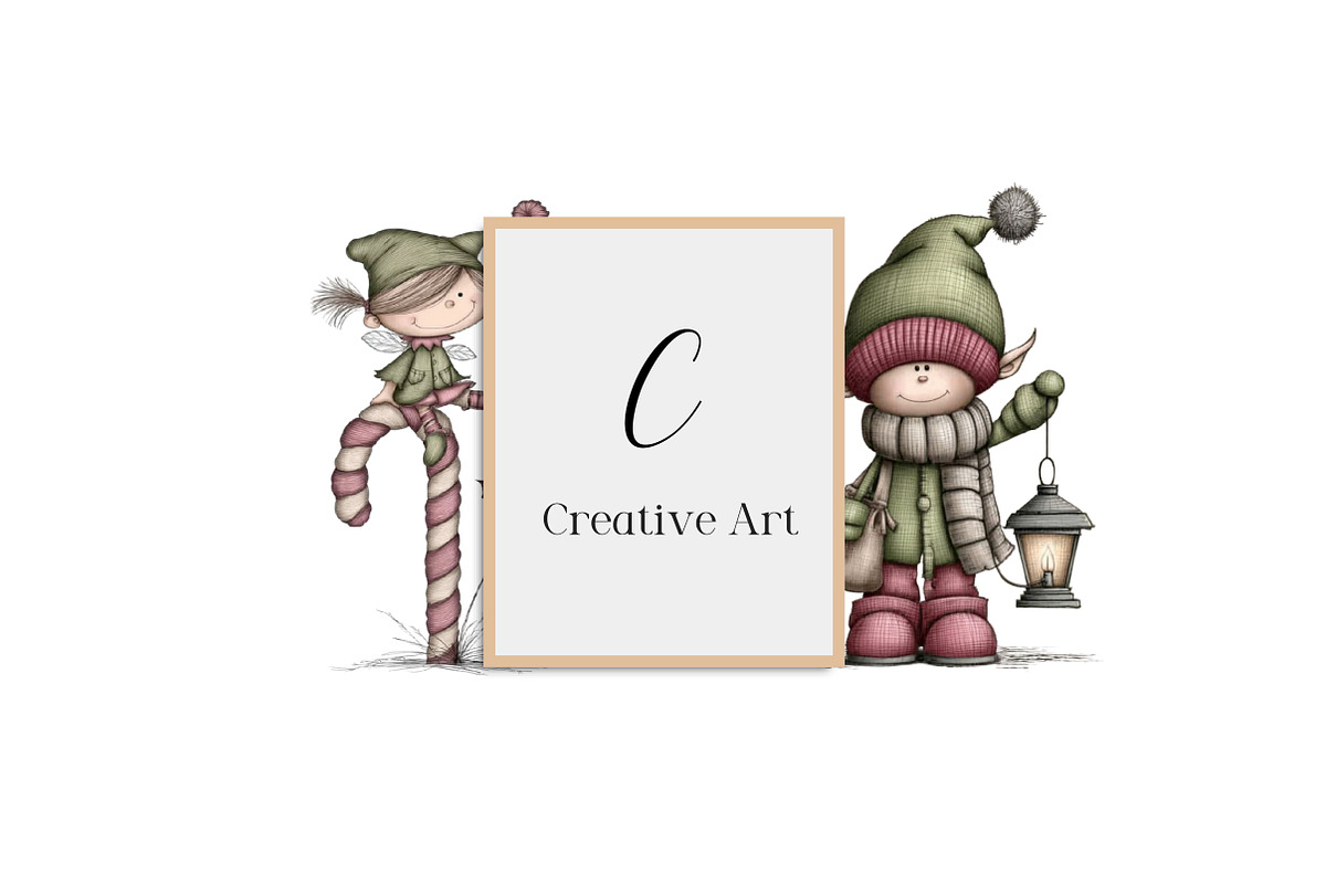 Whimsical Christmas Elf Clipart, an Illustration by Creative Art (Photo 11 of 11)
