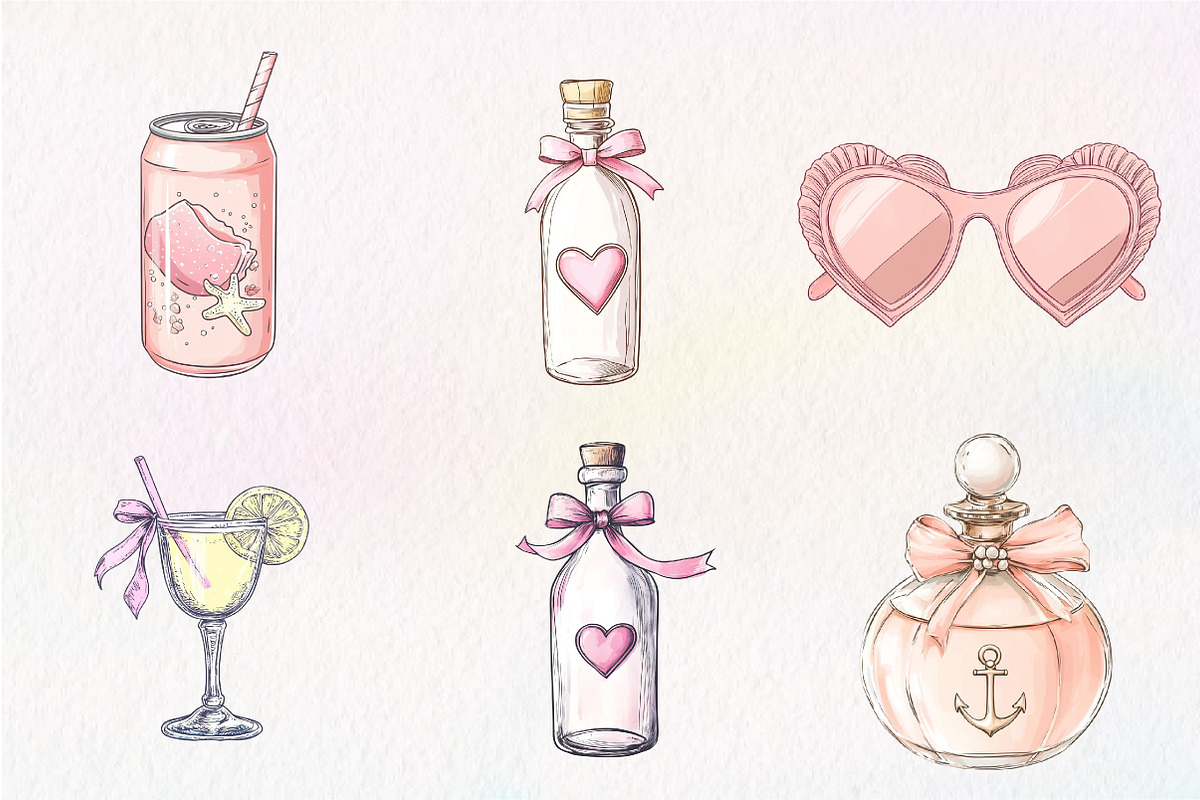 Coquette Coastal Clipart Bundle, an Illustration by CreationArt (Photo 7 of 9)