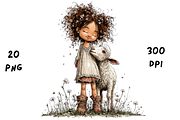 Whimsical Floral Girl & Lamb, an Animal Illustration by GiraffeCreative (Thumbnail 6 of 20)