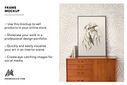 Framed Art Mockup on wood sideboard, a Household Mockup by Andrea Muller (Thumbnail 3 of 6)