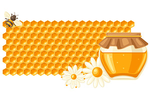 Background with honey items. Image, a Food Illustration by incomible