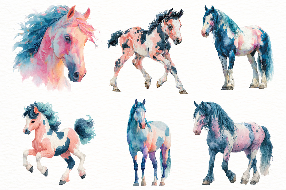 Watercolor Spring Horse clipart, an Illustration by Designworld (Photo 6 of 6)