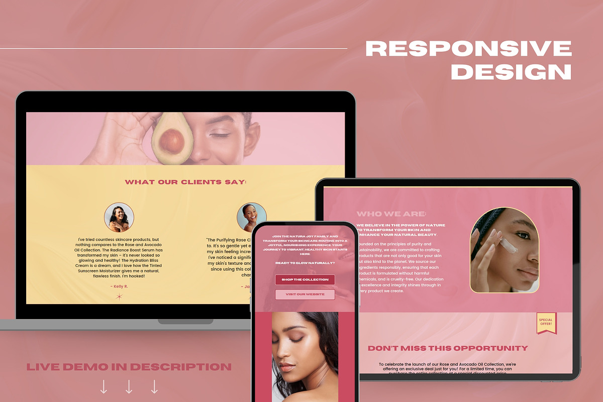 Canva Cosmetic Brand Sales Page, a Landing Page Template by Unalome Design Studio (Photo 6 of 6)