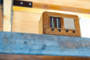 Vintage radio containing vintage, retro, and radio