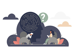Psychotherapy session mental maze, an Object Illustration by Lemberg Vector