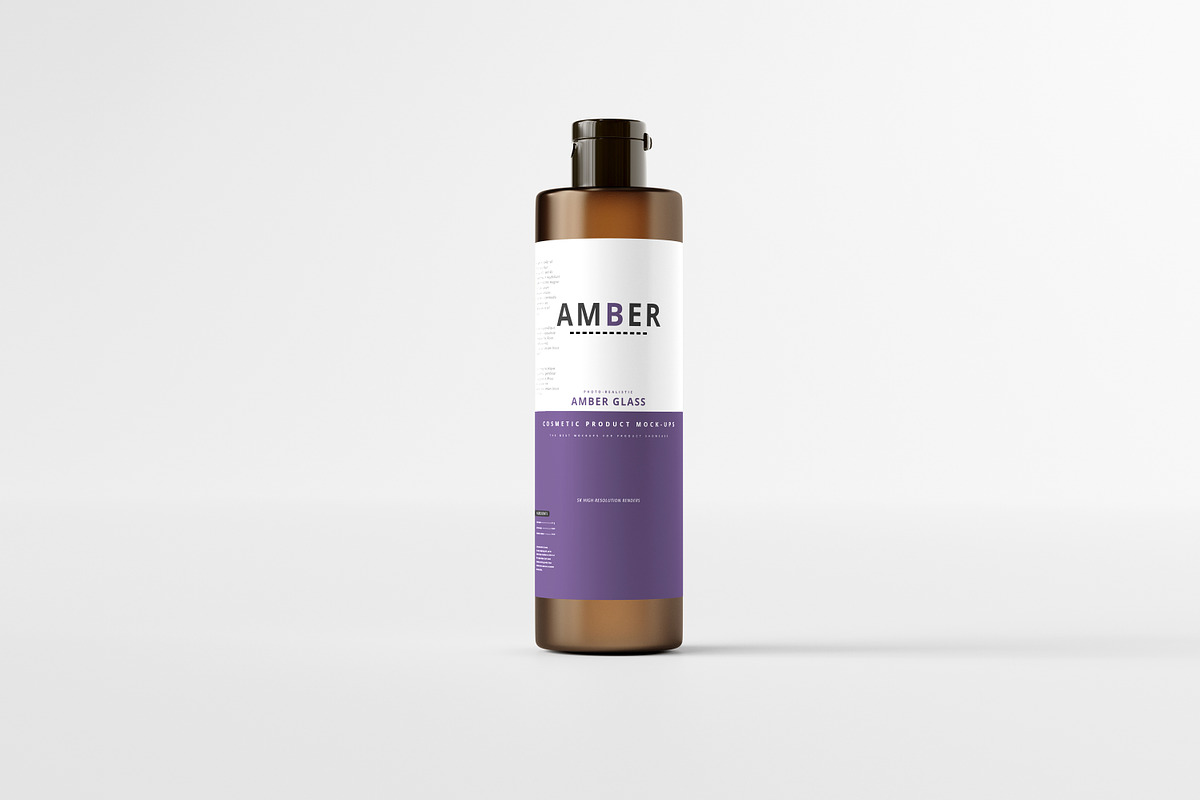 Amber Glass Bottle Mockup, a Cups & Container Mockup by pmvch (Photo 2 of 15)