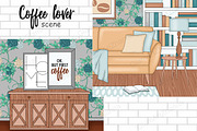 Coffee Lover Scene, a Decorative Illustration by GlamArtZhanna (Thumbnail 2 of 2)