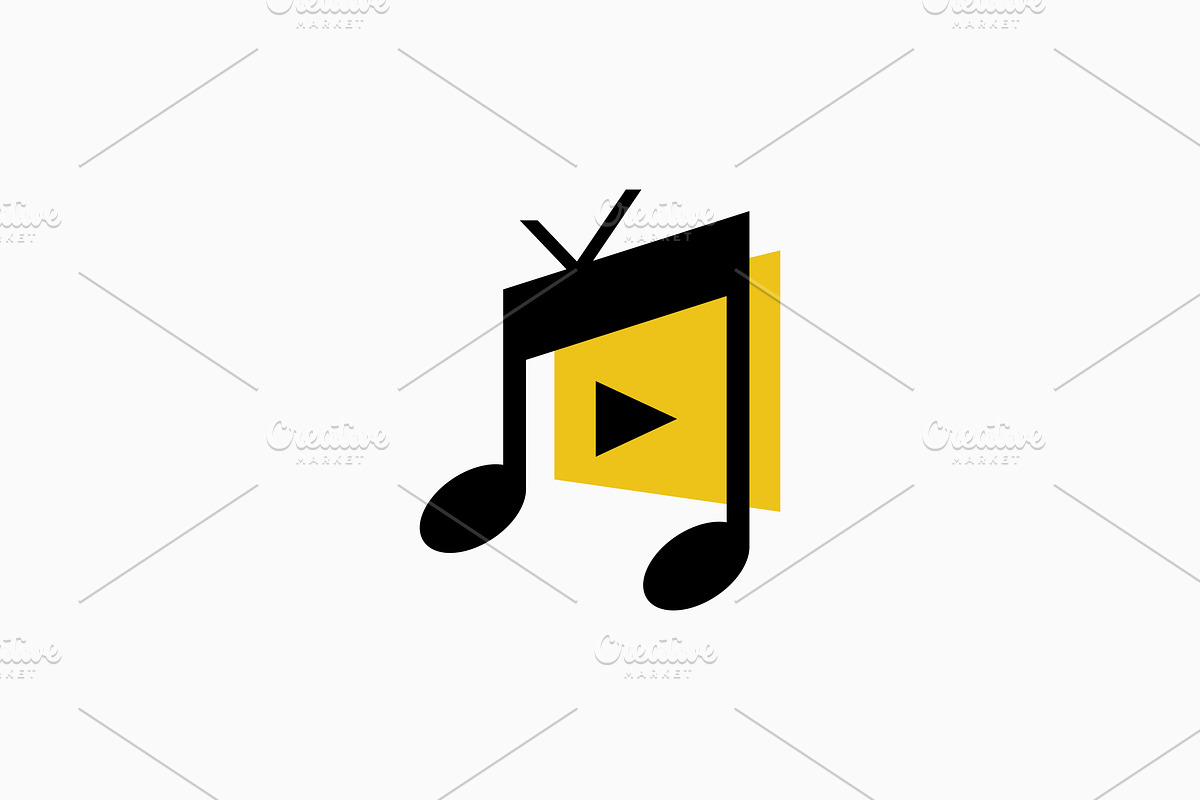 music channel tv play notes logo, a Branding & Logo Template by VASTARD STUDIO
