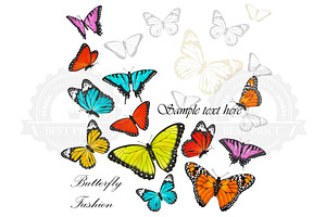 Background With Colorful Butterflies