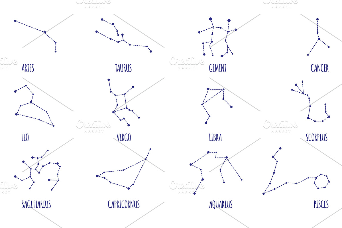 Zodiacal constellations. Horoscope, an Illustration by Valerie Bodnar