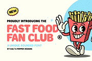 Fast Food Fan Club Font, a Sans Serif Font by Salt & Pepper Designs (Thumbnail 1 of 9)