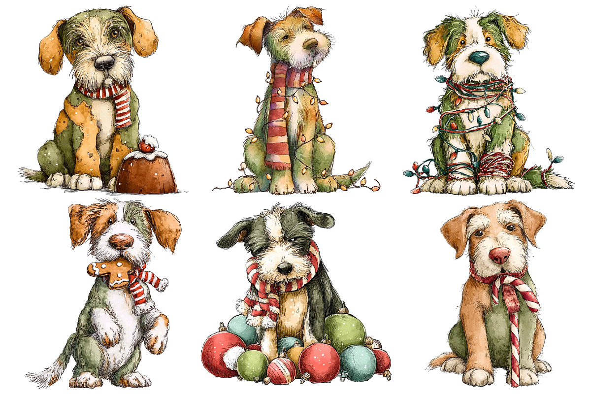 Christmas Dog Clipart, an Illustration by Pixels.Craft (Photo 5 of 6)