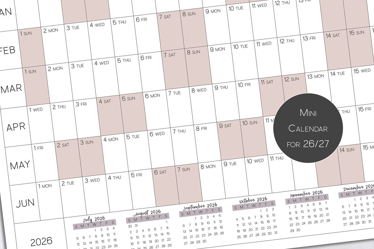 A0 Printable Wall Calendar 2025/2026, a Stationery Template by 3PointsCreative (Photo 6 of 8)