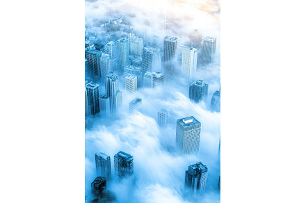 Urban Skyscrapers Piercing Through, an Architecture Photo by Lermont51