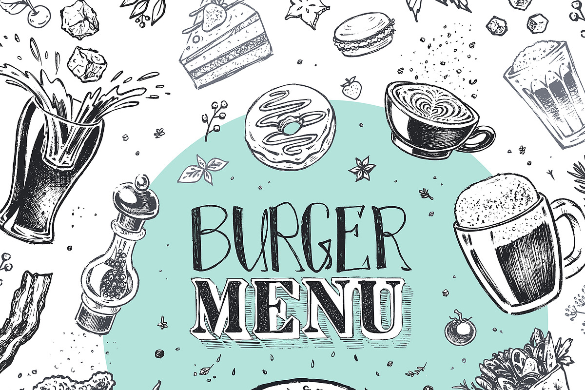 Burger menu. Hand-drawn, a Food Illustration by Margo Miller (Photo 6 of 14)