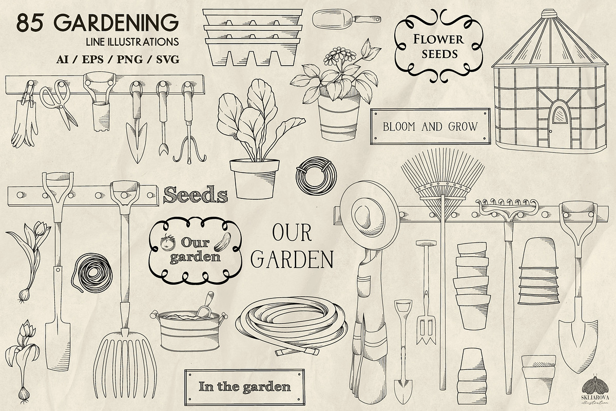 Spring Line Art Bundle 10 in 1, a Decorative Illustration by Skliarova (Photo 2 of 11)