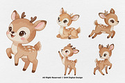 15 Bundle Watercolor Baby Deer Stag, an Animal Illustration by Morspective (Thumbnail 5 of 8)