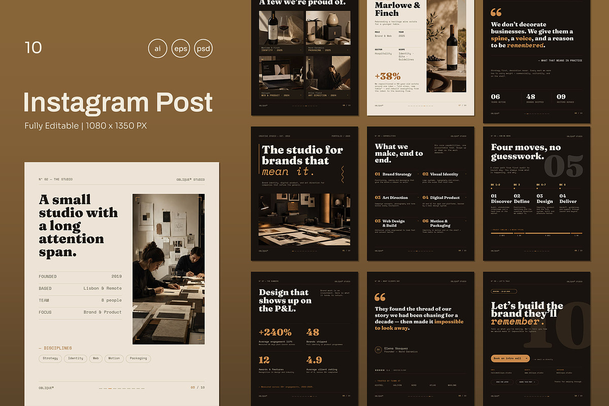 Oblique Portfolio Instagram Post, a Social Media Template by Pitchlook.Studio (Photo 1 of 3)