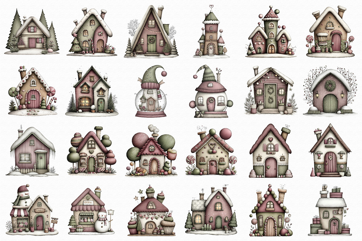 Whimsical Christmas House Clipart, an Illustration by Libby Wishes (Photo 2 of 7)