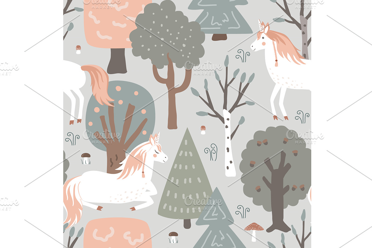 Seamless vector pattern with, an Animal Illustration by Toltemara