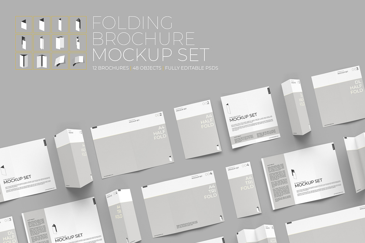Folding Brochure Mockup Set, a Product Mockup by KIPET (Photo 1 of 15)