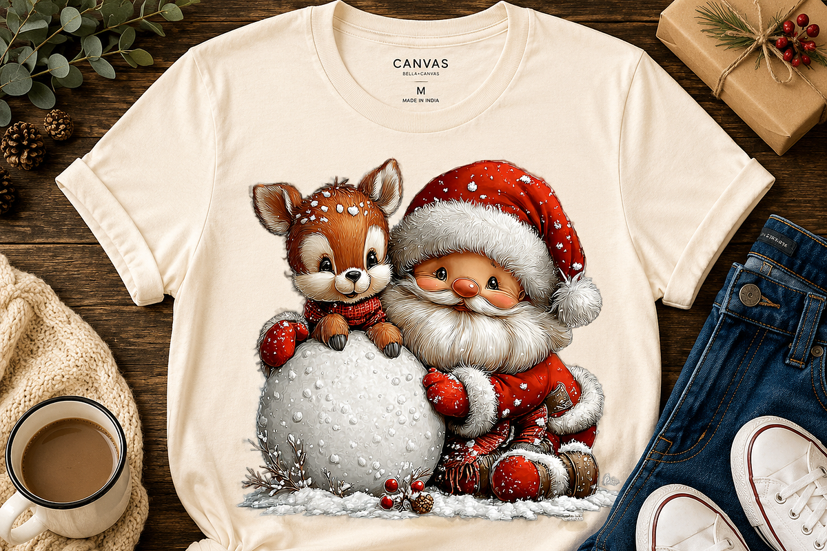 Snowy Santa and Reindeer Clipart, a Seasonal Illustration by CreationArt (Photo 2 of 5)