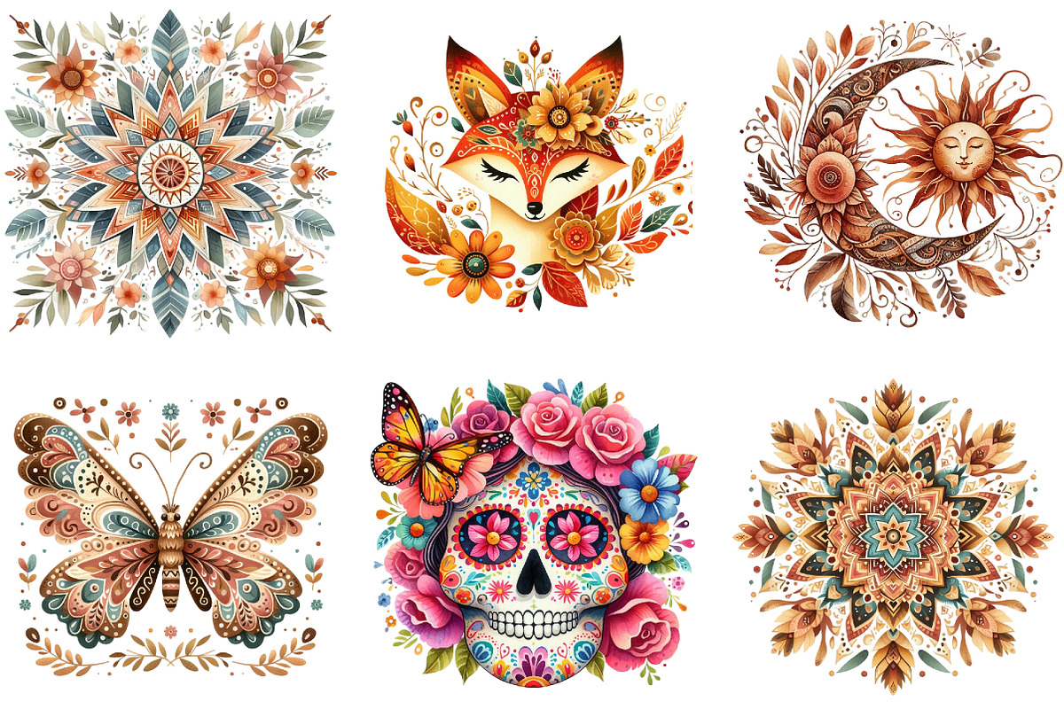 Folk Motifs Compositions Summer PNG, an Illustration by DreamArtGraphic (Photo 3 of 4)