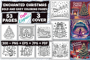 Enchanted Christmas Coloring Pages, an Illustration by LightExpress