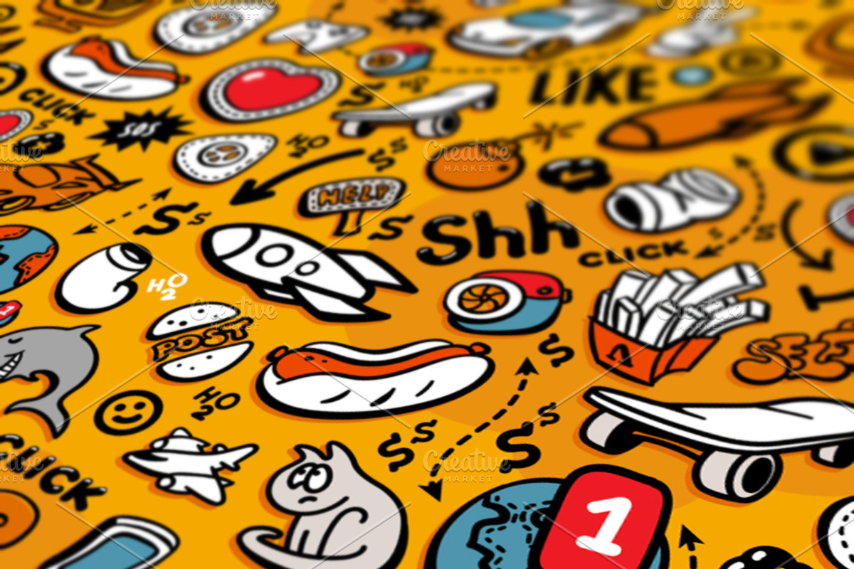 Modern Life Seamless Background, an Illustration by Defonten's Art Gallery