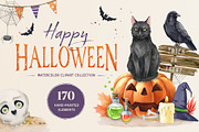 Halloween Watercolor Clipart, a Seasonal Illustration by AnitaPol (Thumbnail 1 of 20)