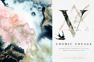 Abstract Cosmic Alphabet Texture Set