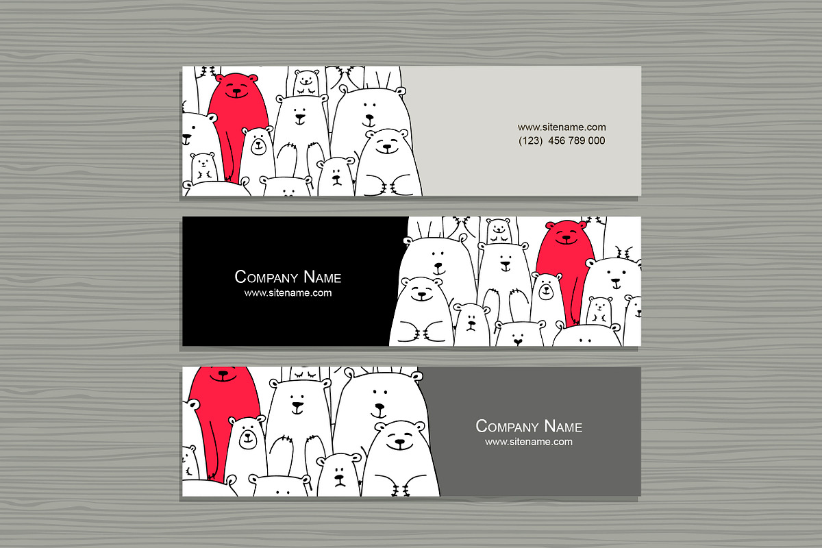 Card templates with white bears, a Card Template by Kudryashka (Photo 8 of 14)