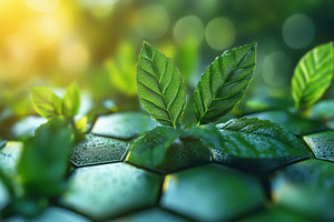 Fresh green leaves growing on a hexa, a Photo by Tanuart