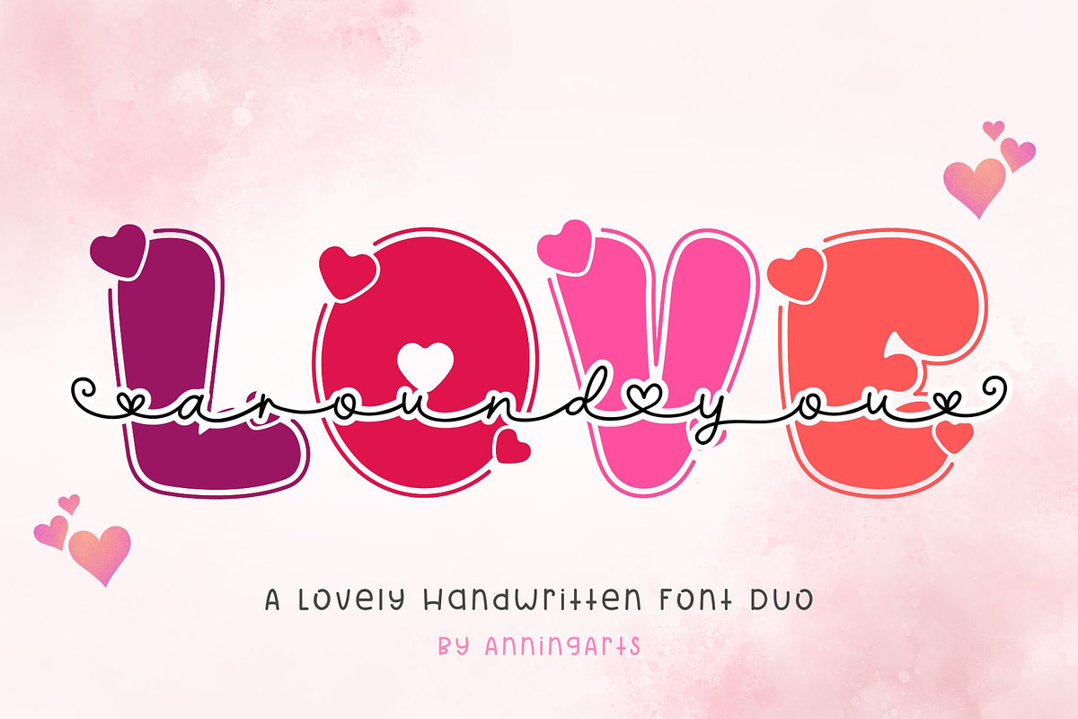 Love Around You Font Duo, a Script Font by AnningArts (Photo 1 of 8)