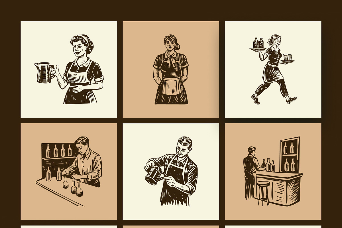 Vintage Restaurant Illustration Set, a Person Illustration by Prosymbols (Photo 9 of 10)