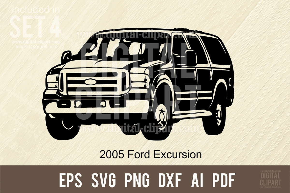 Ford Excursion 2005 Classic Car SVG, an Illustration by Digital-Clipart