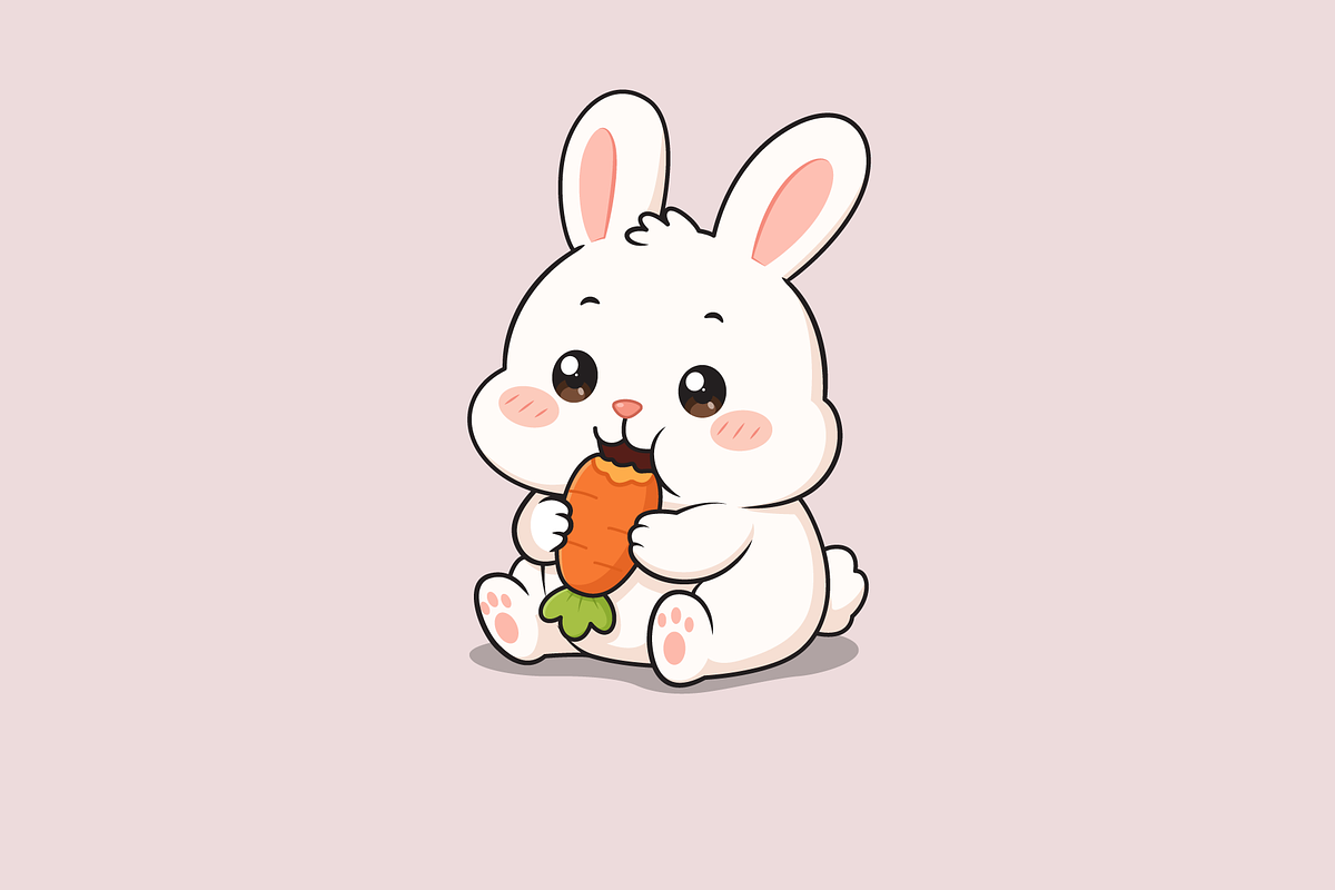 Bunny Eating Carrot Cartoon, an Animal Illustration by Artpon Illustration (Photo 1 of 3)