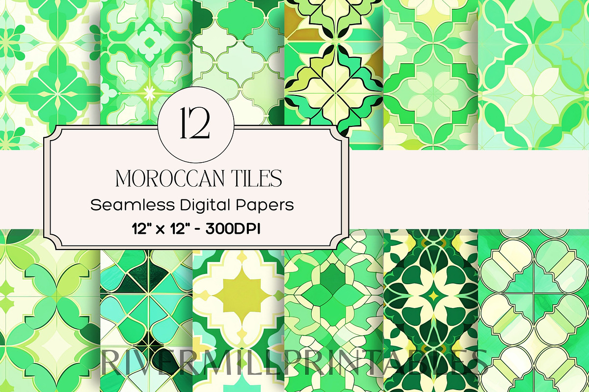 Moroccan Tile Seamless Backgrounds, a Background Graphic by Rivermill Printables (Photo 1 of 6)