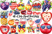 Watercolor 4th of July Clipart Fruit, an Illustration by Libby Wishes (Thumbnail 1 of 7)