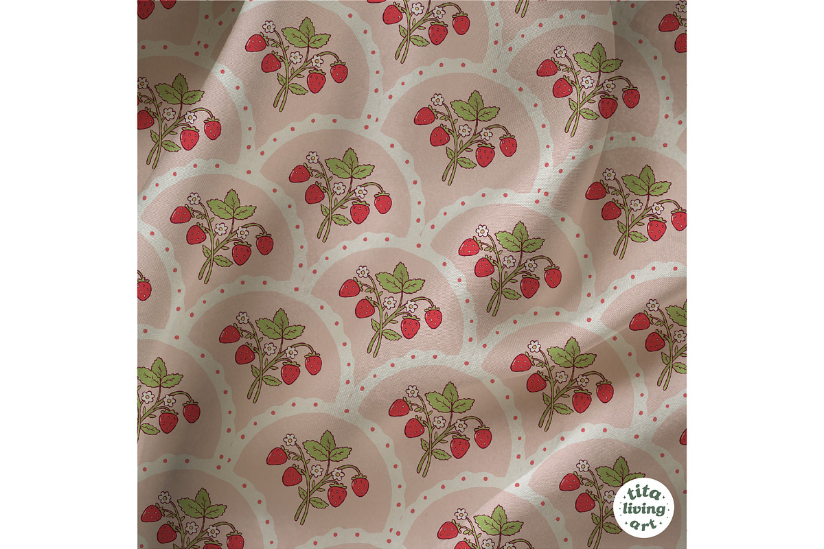 Strawberry Scalloped Seamless, a Food Illustration by TitaLivingArt (Photo 4 of 10)