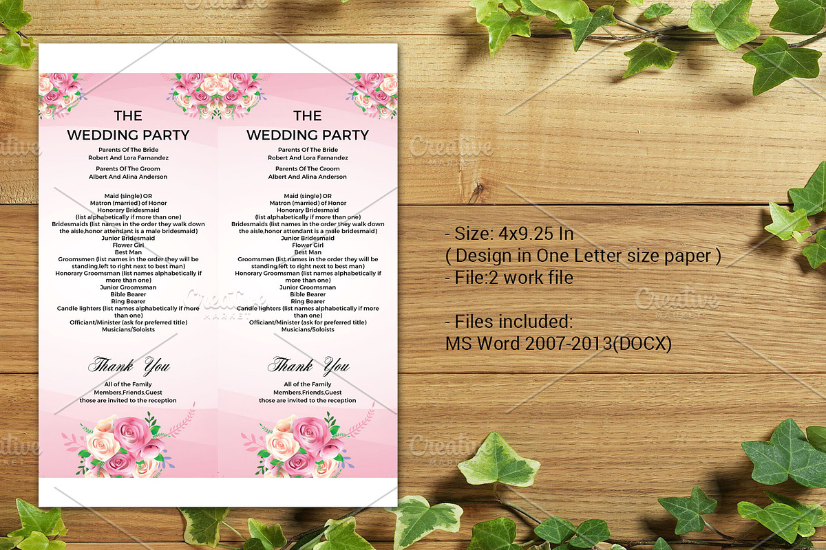Wedding Ceremony Program Template preview 3