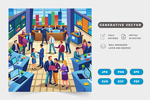 Business people working in office wi, a Graphic by SaroStock