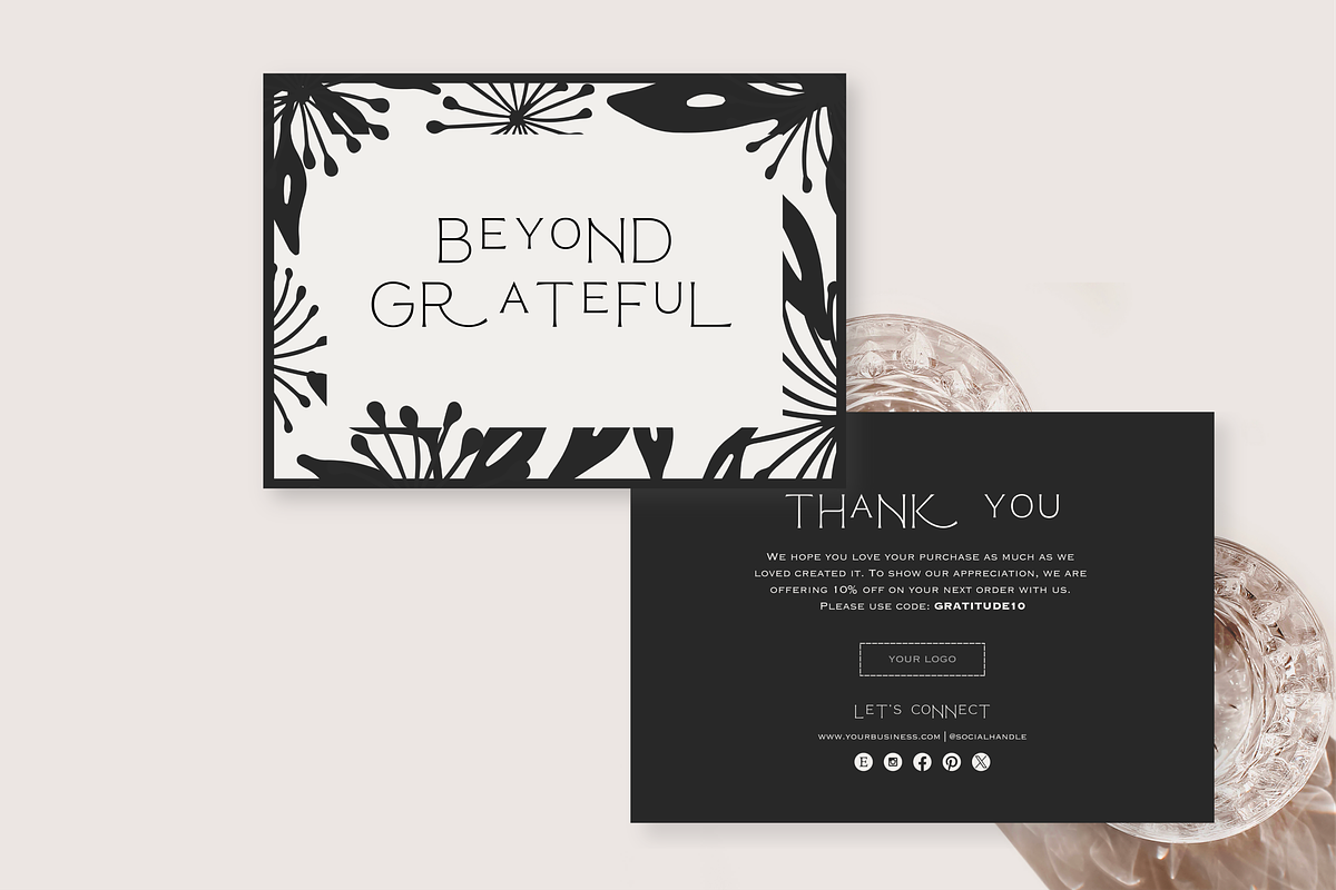 Floral Thank you Card Canva Template, a Card Template by LePosey Studio (Photo 2 of 6)