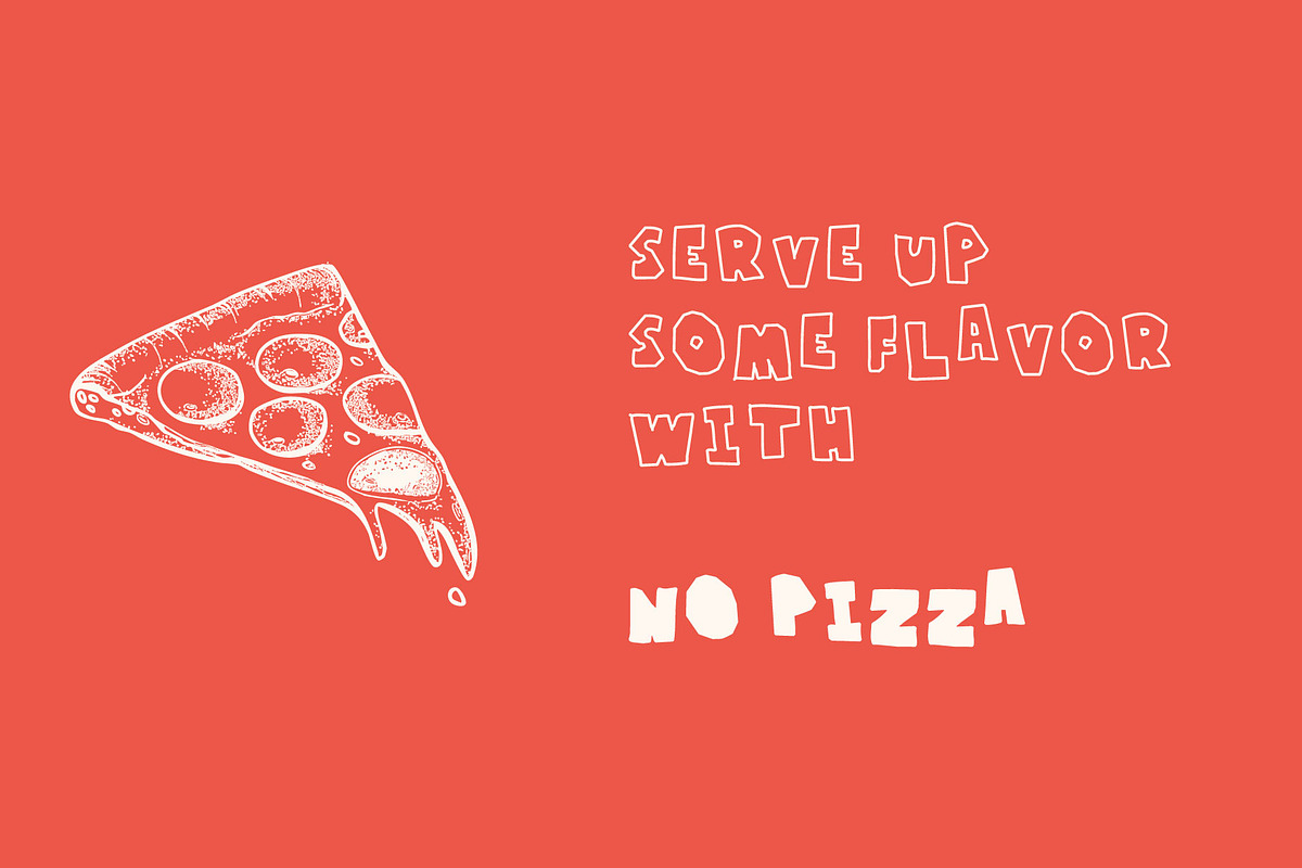 No Pizza – Hand drawn slice of fun, a Handwritten Font by Supersimbo © (Photo 2 of 8)