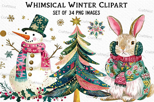 Whimsical Winter Clipart Bundle, an Illustration by Craft Nest