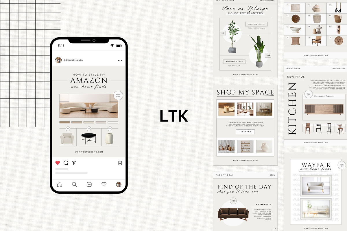 Home Decor LTK Canva Template, a Social Media Template by Deb Creative Studio (Photo 3 of 10)