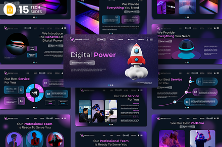 Digital Power Google Slides Template, a Presentation Template by QR Design Studio